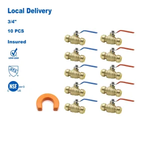 High-Flow UPC/NSF Certified Lead-Free 3/4″ Push-Fit Ball Valve for Hot and Cold Water
