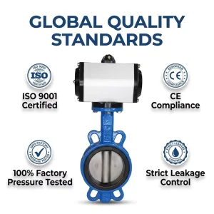 High Medium Low Pressure Selectable 10 Inch High Temp Air Control PTFE Lined Wafer Pneumatic Butterfly Valve