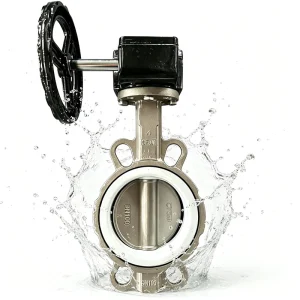 High Performance CF8M 316 Stainless Steel Worm Gear Wafer Butterfly Valve (PN16 PTFE Seal Corrosion Resistant)