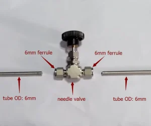 High Precision Needle Valve 1 8 1 4 3 8 1 2in Male Female Ferrule 3000psi 6000psi SS316L for Accurate Flow Control