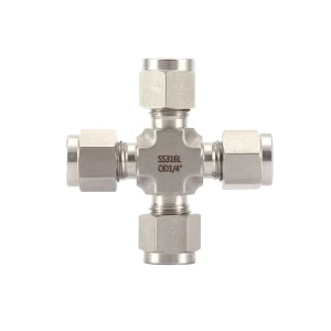 High Pressure Cross Type Compression Fittings Customized Stainless Steel 316 Pipe Fitting