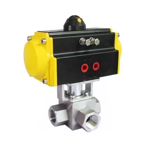 High Pressure Flow Control 3 Way Automatic Pneumatic Actuated Ball Valve