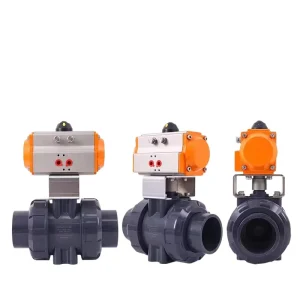 High Quality Air Actuator Double Union PVC Plastic 2 Ways Pneumatic Control PVC Ball Valve and Electric Ball Valve