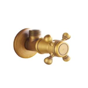 High Quality Bathroom Accessories Gold Plated Wall Mounted Antique Brass Angle Valve for Toilet