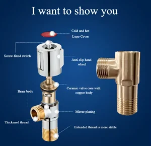 High Quality G1 2 Inch Single Handle Water Angle Valve Chrome Plated Brass Material Thickened Body Copper Brass Pneumatic Valves