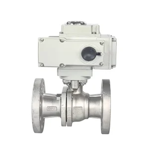 High Temperature DC24V DN50 PN16 Flanged SS304 SS316 Electric Actuated Ball Valve 2 Way Motorized Actuator for Water