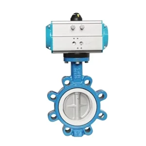 High Temperature Pneumatic Stainless Steel Ball Butterfly Valve Flanged Lug End Connection Class 250 PTFE Sealing
