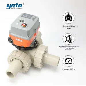 High Temperature Resistant Strongly Corrosion Resistant PPH 3 Way Electric Motorized Ball Valve Halogen Corrosion Resistant