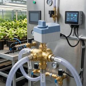 High Torque 3 Way Ball Brass Motorized Valve AC220V with Manual Switch IP65 Waterproof CE Certified 200 psi OEM for Irrigation