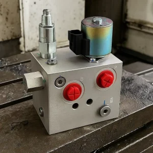 Hydraulic Control Module with CNC Machined Valve Block and Solenoid Interface for Power Units and Machinery Systems