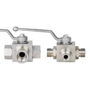 Hydraulic KHB3K Carbon Steel 3 way High Pressure Ball Valve 31.5Mpa Manual Control Switch OEM Type T Type L 1 4 3 8 for Oil Tube