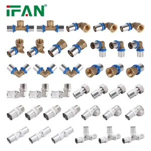 IFAN Free Sample PEX Al Joint PEX Pipe Fittings Red Blue Yellow White Color PEX Fittings 16MM 20MM Plumbing Brass Press Fitting