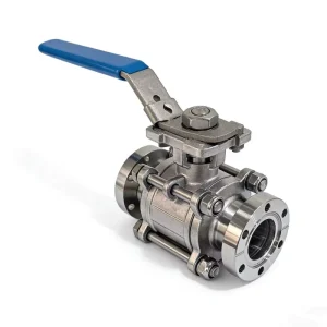 ISO63-ISO100 Stainless Steel 304 316L High Vacuum 3 Pieces Bodies Ball Valve With Flange Connection