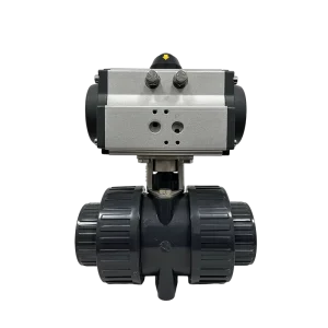 Industrial Chemical-Resistant DN15-DN80 Double Union PVC Air-Actuated Pneumatic Plastic Ball Valve