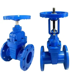 Industrial Ductile Iron Epoxy Coated Blue Flange Resilient Seated Non rising Stem PN16 Water Manual ISO Certified Low Gate Valve