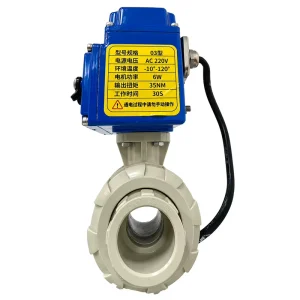 Industrial Electric PPH Ball Valve with Motorized Actuator Double-Union Socket Weld for Chemical Control