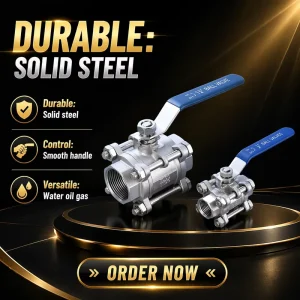 Industrial Grade Stainless Steel Three Piece Threaded Manual Straight Through Internal Thread Ball Valve for Water OEM