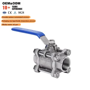 Industrial Grade Three Piece Stainless Steel Ball Valve Manual Operated Water OEM Customizable 3/4″ Port Size PN16 Pressure
