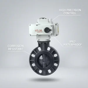 Industrial High Temperature Medium Application CE Certified UPVC Wafer Type IP67 Waterproof Electric Butterfly Valve