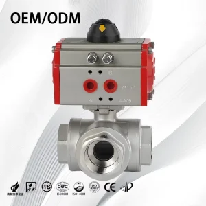 Industrial Manual OEM Full Bore SS304/316 NPT/BSP 3 Way Valve Thread T/L Type Ball Valve Valvulas