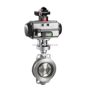 Industry Cast Iron Pneumatic Metal Hard Seal Wafer Butterfly Valve With Solenoid Anti Leakage Industrial Valve