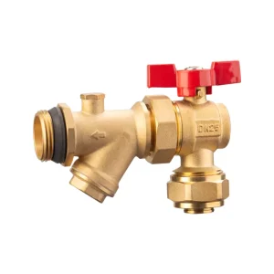Integral Boiler Inlet Outlet Angle Valve Brass Y Strainer Filter Ball Valve DN25 for Wall Hung Boiler Underfloor Heating System