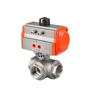 Jingjun Pneumatic Stainless Steel High Platform T-type Three-way Threaded Ball Valve OEM High Temperature Water Control for HVAC