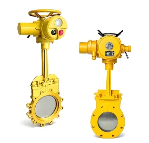 Knife Gate Valve with Electric Actuator for Sewage Pulp Motorized Slurry Gate Valve Wear resistant Manual Type
