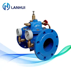 LANHUI DN40 DN600 Cast Iron Manual Hydraulic Control Valve 200x Adjustable Pilot Operated PN16 Water Pressure Reducing Normal