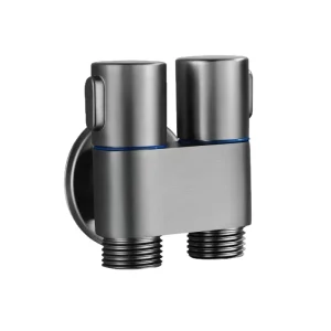 LIRLEE Good Quality Zinc Alloy Chrome Plated Silver Water Saving Durable G1 2 Double Outlet Mini Angle Valve for Bathroom