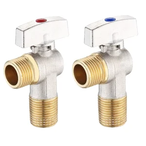 Large-Flow Angle Ball Valve Brass Body Square Chrome Finish Bath Hardware Set
