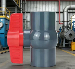 Large Flow PVC Ball Valve with Red Handle Perfect for Water Treatment & Plumbing for Industrial Water Supply