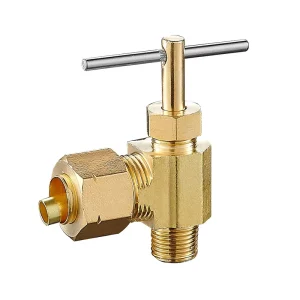 Lead-Free Brass Compression Angle Needle Valve 1/4 OD x 1/8 MIP for Plumbing Water Supply
