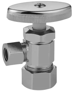 Lead Free Multi Turn Angle Stop Valve for Water Supply Brass Compression Inlet Outlet Chrome Plated Shut Off Valve