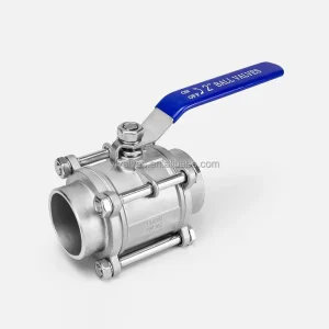 Leak Proof 1000WOG 1.6Mpa 304 316 SS Lock Double Weld Zero Leak 3 Piece Threaded Ball Valve