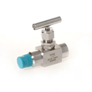 Male Female Thread Stainless Steel Manual 1-Way Gauge Valve 6000 psi Needle Structure 1/2 NPT Port PTFE Seal for Gas Media