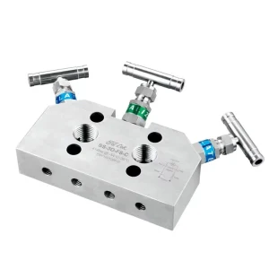 Manual 1 2″ FNPT Instrument Hydraulic Three Way Valve Manifold Needle Structure SS316 High Temperature 6000psi for Base Media