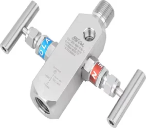 Manual 2-Valve SS316 Manifold Needle Valve 6000 PSI Working Pressure Block and Bleed Instrument Valve PTFE Seat
