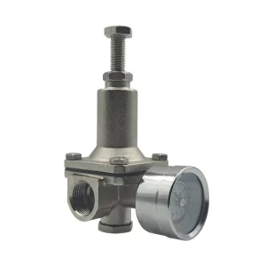 Manual 3/8-1/2 Inch Nickel-Plated Pressure Reducing Pilot Valve with Water Flow Pressure Gauge