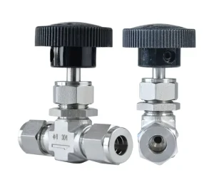 Manual 3000-5000 psi Three-Way Needle Valve, 304 Stainless Steel, Double Ferrules, NPT/BSP/BSPT