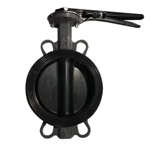 Manual Handle Cast Steel Valve Body Rubber Soft Seal Wafer Butterfly Valve PN 16 Water 2″-8″ Port Size