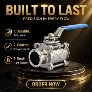 Manual Hygienic Stainless Steel Clamp 3 Piece Ball Valve AISI 304 316L for Data Center Water Cooling Solutions