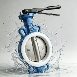 Manual Lever Wafer Butterfly Valve D71F PN10 PTFE Seal Stainless Steel Disc Corrosion Resistant Chemical Industrial Valve
