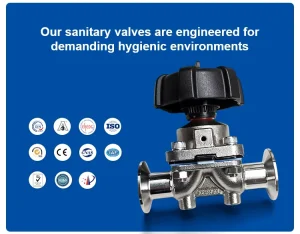 Manual Sanitary Diaphragm Valve 316L Stainless Steel DN25 PN16 Tri Clamp End Aseptic for Pharma Food Beverage Cosmetics CIP/SIP