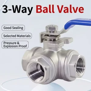 Manual Stainless Steel 3 Way Ball Valve Threaded End L Port For Water Oil Gas