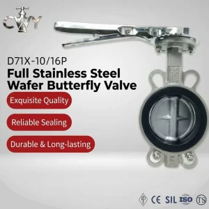 Manual Stainless Steel 304 Wafer Butterfly Valve PN16 CF8 EPDM Soft Sealed Handle Operated Water Valve DN50 to DN150