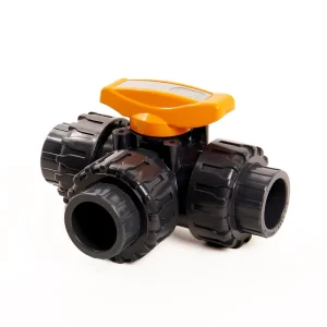 Manual Three-Way UPVC Ball Valve for Water Control Male Connection 1/2″ to 2″ Sizes OEM