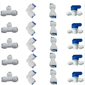 Manual Water Filter Parts Ball Valve Adapter with Plastic Tube Fitting and Three Ways Connectors for Water Purifier