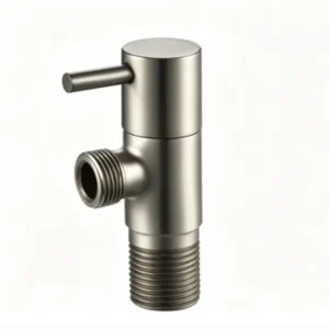 Matte Gunmetal Brass Angle Stop Valve with Straight Thin Handle for Plumbing