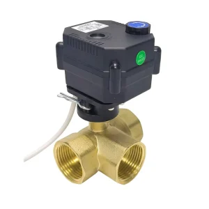 Mini Brass 3 Way L Type Motorized Ball Valve 3s Quick Open Waterproof Manual Override Horizontal Threaded Water Control Valve